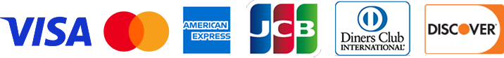 クレジットカードの画像 VISA, MasterCard, JCB, AMERICAN EXPRESS, DinersClub, DISCOVER